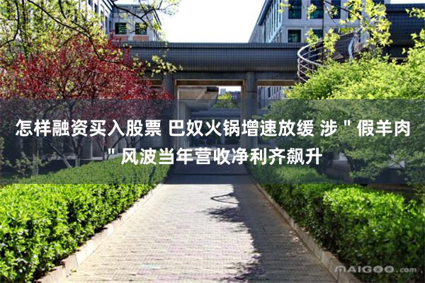 怎样融资买入股票 巴奴火锅增速放缓 涉＂假羊肉＂风波当年营收净利齐飙升